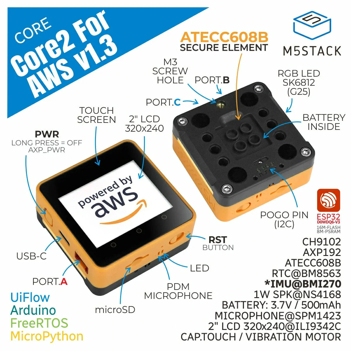 Kit M5Stack Core2 para AWS V1. - M5Stack Core2 reseña y precio